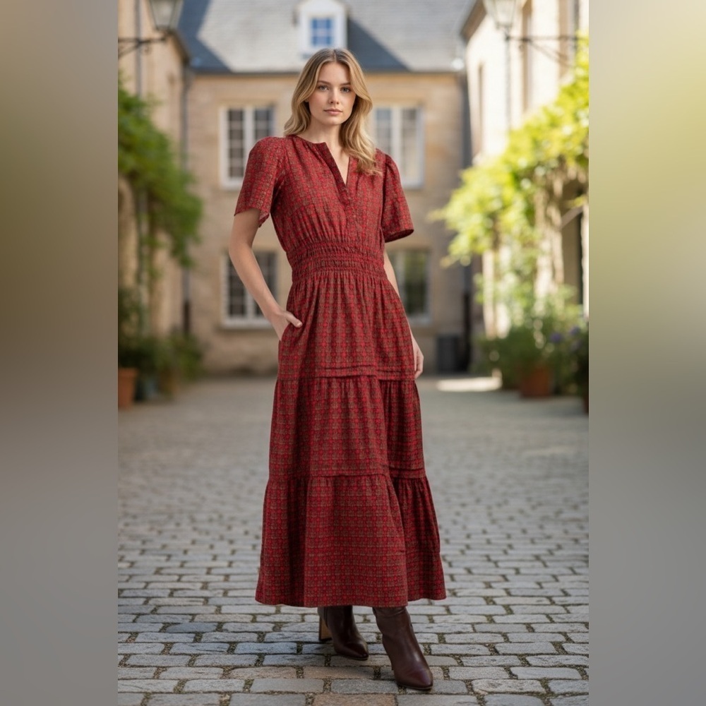LEA Elegant Red Maxi Dress